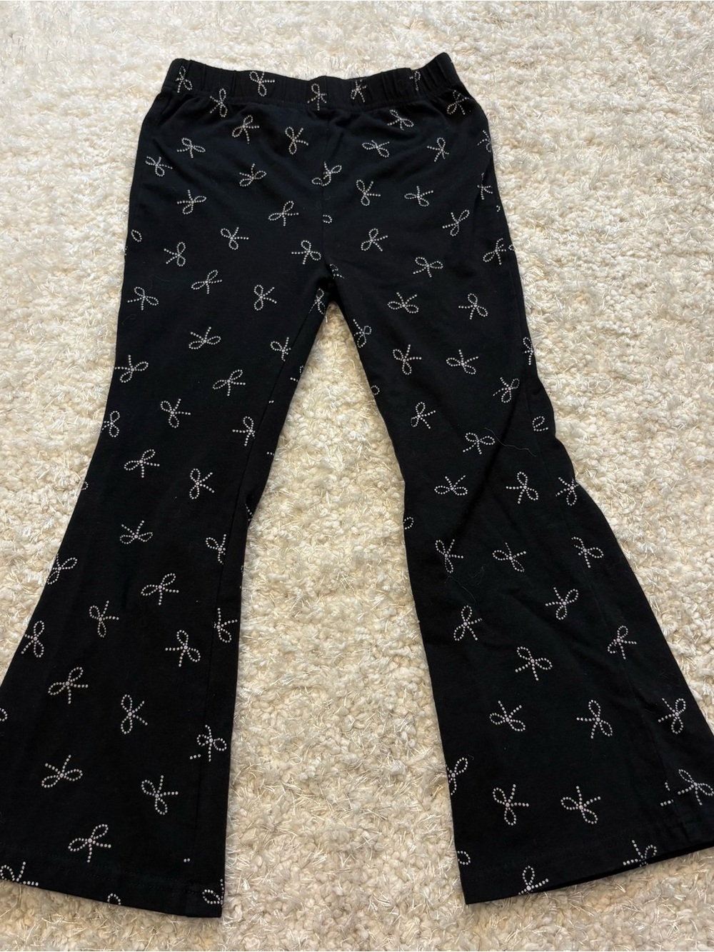 Nicole Miller Black Flared Pants with Silver Bow Accents